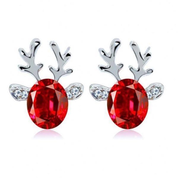 LiveChicStyle Jewelry - Cute Reindeer Silver Crystal Earrings 💕